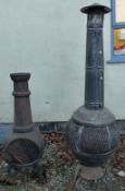 Two chimeneas or outdoor heaters