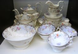A 19thC Rockingham part tea set including teapot, sucrier and milk jug,