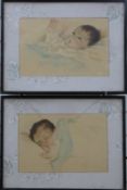 Harold Hart two watercolours of babies dated 1930,