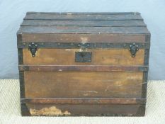 A late 19thC /20thC Louis Vuitton ash and metal bound steamer trunk with monogrammmed drop handles,