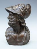 A 19thC classical style electrotype bronzed bust after the antique of Menelaus,