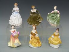 Six Royal Doulton figurines Sandra, Lesley, Michelle, Claire, Coralie and Geraldine,