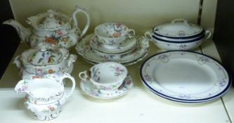 A 19thC part tea set, probably Rockingham or Coalport,