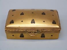A French gilt porcelain hinged box with bee decoration and gilt mounts,