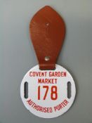 An enamelled Convent Garden Market Authorised Porter badge