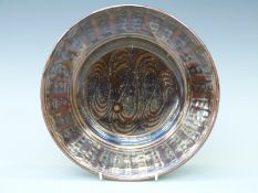 A Seth Cardew for Wenford Bridge studio pottery stoneware plate with trailed decoration,