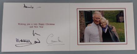 A Charles & Camilla hand signed photographic Christmas card addressed to Dennis,