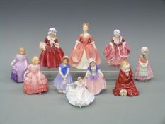Ten small Royal Doulton figurines including earlier examples Ivy, Rose (two colourways),