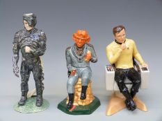 Three Kevin Francis limited edition Star Trek figures Captain Kirk, Borg and Ferengi,