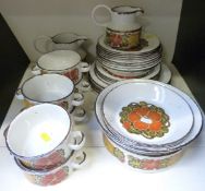 Midwinter Stonehenge stoneware dinner set including six soup bowls, one large jug, one small jug,