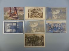 A 1920's postcard 'Young Zulus', four children around a cauldron wearing tribal native necklaces,