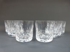 A set of six Waterford Crystal Lismore pattern tumblers, 8.5cm tall.