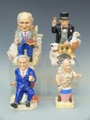 Four Kevin Francis limited edition toby jugs including Winston Churchill, Boris Yeltsin,