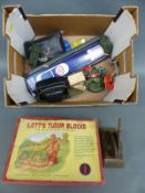 Three British Telecom slide rules, cameras, address stamp, gramophone reproducer,