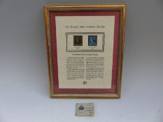 A framed GB 1d black and 2d blue and a stamp booklet
