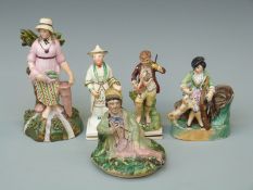 Five 19thC Staffordshire figures,