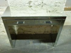 A mirrored dressing table/hall table with two drawers,