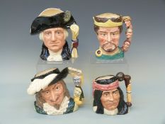 Four large Royal Doulton character jugs Macbeth, George Washington,