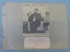 Haile Selassie mounted autograph dated 1938 with newspaper clipping.