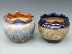 Two Doulton Lambeth jardinieres, 18cm tall,