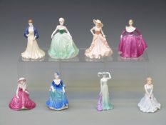 Eight small Coalport figurines,