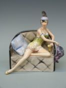 Kevin Francis artist's proof figurine by Victoria Bourne of an Art Deco lady on sofa,