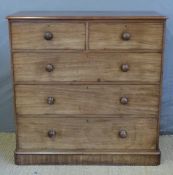 A Heal & Son Victorian mahogany chest of two over three straight graduated drawers,