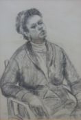 Ursula Bradley charcoal portrait 'Madge' signed lower right with Royal Academy Exhibition 1978