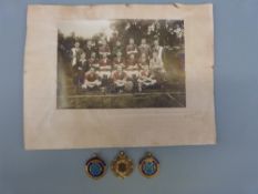Three Reading and District Senior Football League 9ct gold fobs / medals,