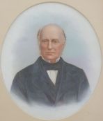 A 19thC oval portrait of a gentleman, maximum diameter 25cm,
