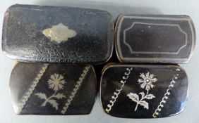 Four 19thC inlaid snuff boxes