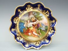 A 19thC hand decorated Vienna cabinet plate, entitled verso Raub der Sabinerinnen,