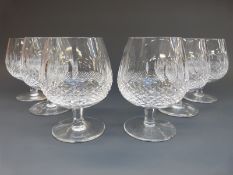 A set of six Waterford Crystal Colleen pattern whisky glasses, 13cm tall.