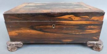 A 19thC coromandel and rosewood games box with fitted inlaid interior,
