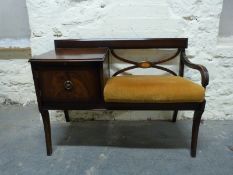 An upholstered telephone seat,