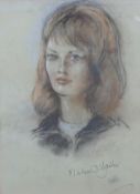 Michael D'Aguilar (1924-2011) charcoal and coloured chalk on paper portrait of a lady,