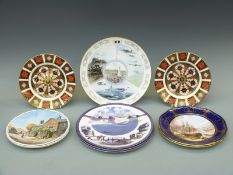 Royal Crown Derby 1128 pattern plates, Coalport, Spode and Doulton collectors' plates with military,