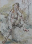 Michael D'Aguilar (1924-2011) pen and watercolour on paper nude, signed and dated 1974 lower right,