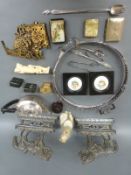 A quantity of collectables to include silver plate, decorative horses, travelling inkwells, clock,