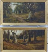 J Williamson pair of early 20thC oils on canvas 'Burnham Beeches', and 'Victoria Beeches,