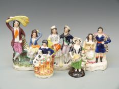 Five mainly 19thC Staffordshire figures,