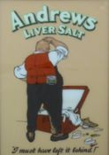 Andrews Liver Salt comical advertising sign,