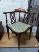 A Edwardian inlaid corner chair