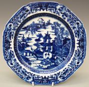 A late 18thC Willow pattern 'two figures' plate by Joshua Heath