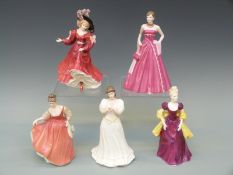 Five Royal Doulton figurines including Patricia, Maria, Fair Lady etc,