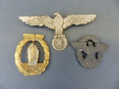 Nazi German cap badge and two similar style badges