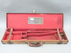 Alexander Henry canvas and leather case for double barrelled side by side gun with brass corners,