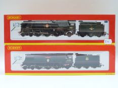 Two Hornby 00 gauge 4-6-2 BR locomotives Merchant Navy Class 35011 R2466 and Battle of Britain