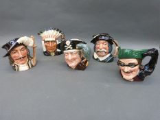 Five Royal Doulton large character jugs including Sancho Panca, Athos,