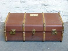 An ash bound steamer or travelling trunk,